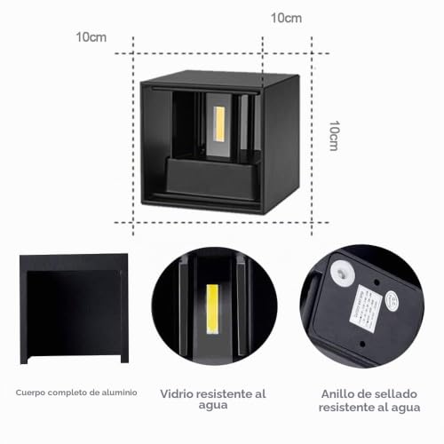Aplique pared exterior 12W de luz cálida 3000K con protección IP65 2