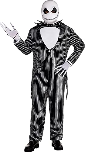 Party City Jack Skellington Costume for Adults - Disney Nightmare Before Christmas Costume Includes Jumpsuit, Bow Tie, & Mask - Costumes for Halloween, Birthday Parties & Themed Events