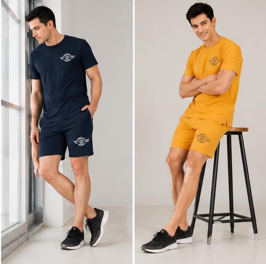 Image of London Hills Shorts Pant for Men Cotton Blend with Side Pockets | Shorts for Men | Half Pant for Man | Shorts' for Mens Stylish | Gym Short's for Man Workout | Boxer Shor'ts for Man's | Green, Navy