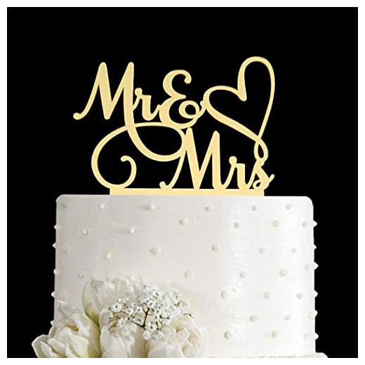 AMINJIE Mr and Mrs Cake Topper, Bride and Groom Sign Wedding/Engagement Cake Toppers Decoration, Mirror Gold Acrylic