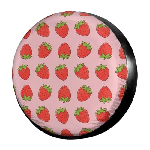 Image of Pink Strawberry Spare Tire Cover Dust-Proof Wheel Tire Cover Fit Trailer, RV, SUV and Many Vehicle 16inch
