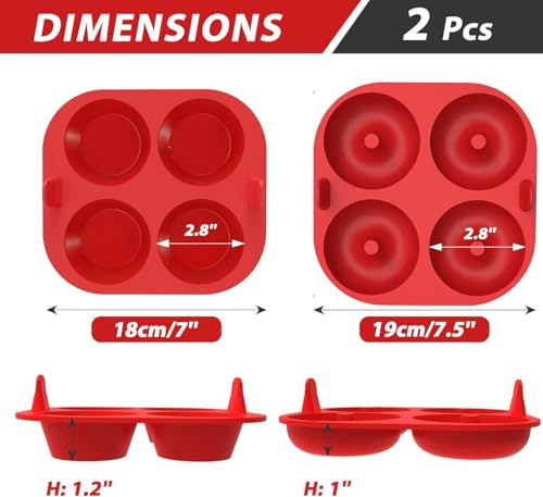 Webake Silicone Air Fryer Muffin Pan and Donut Pan, Make 2.8\" Standard Size Cupcakes and Donuts, Nonstick BPA-Free, Set of 2