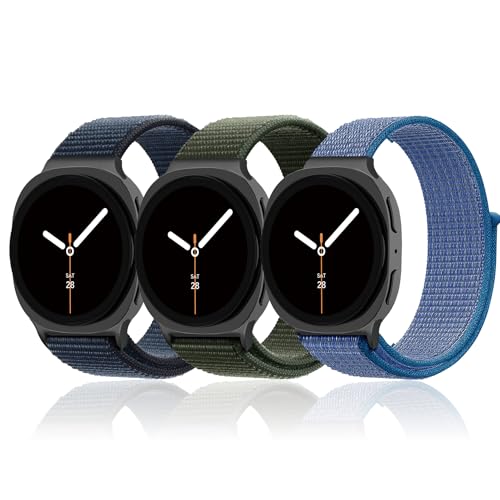 Image of 3 Pack Nylon Loop Band for Samsung Galaxy Watch 9 /8 40 /44mm 8 Classic 46mm | Soft Fabric, Sport Adjustable Strap, Replacement Wristband for Samsung Galaxy Watch 9 8 44mm 40mm /8 Classic 46mm Men Women