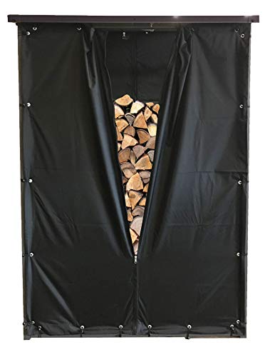 QUICK STAR Wetterschutz Set Front- & Rückwand für Kaminholzregal 143 x 185 cm, Polyester Schwarz