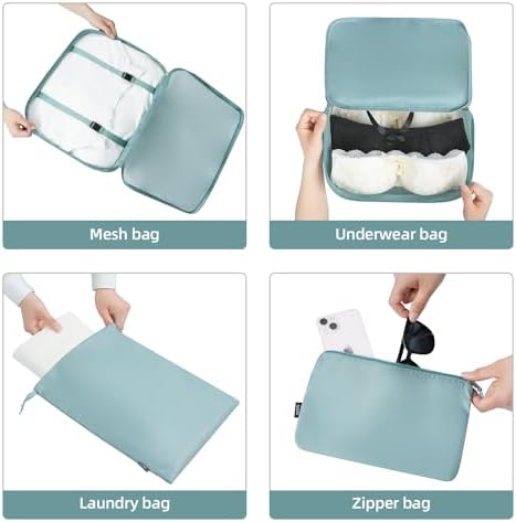 BAGAIL 10 Set Packing Cubes Various Sizes Packing Organizer for Travel Accessories Luggage Carry On Suitcase - Dusty Blue
