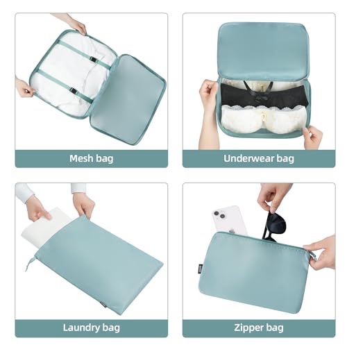 BAGAIL 10 Set Packing Cubes Various Sizes Packing Organizer for Travel Accessories Luggage Carry On Suitcase - Dusty Blue