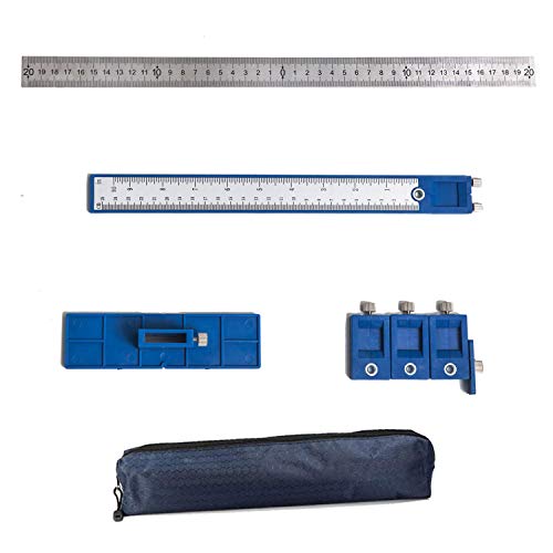 CONMCNK Cabinet Hardware Jig, Cabinet Hardware Template Tool-Adjustable Drill Guide for Fast and Accurate Installation of Door and Drawer Front Knobs, Pulls and Handles,Blue - Thumbnail 7