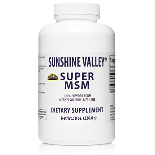 Sunshine Valley Super MSM Powder (Methylsulfonylmethane), Unflavored, 8 oz 8 Ounce (Pack of 1)