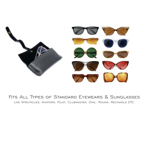 Image of AICA Personalised Name & Charm Leather Sunglass Case Cover for Men & Women | Hard Case Eyewear Cover