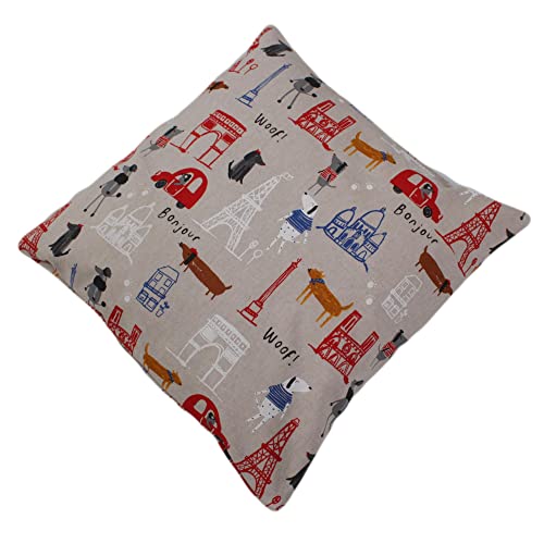 Hans-Textil-Shop Kissenbezug Baumwoll Mix Motive Muster, Kissen, Kissenhülle, Kopfkissenbezug, Sofakissen, Couchkissen, Dekokissen (Hunde in Paris, 40 x 40 cm) – Bild 3