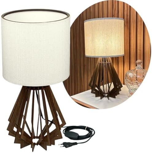 Abajur Luminária Mesa Hana 40 Cm Quarto Decoração Fiação Bivolt 1...