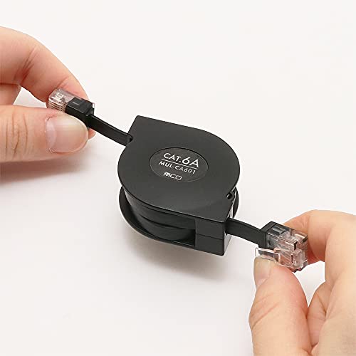 Cable LAN Retráctil Miyoshi 3 m Cat6a RJ45 Negro miniatura 3