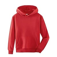 Spring&Gege Youth Solid Classic Hoodies Soft Hooded Full Zip Sweatshirts for Children (3-12 Years) - red - 13-14 Years