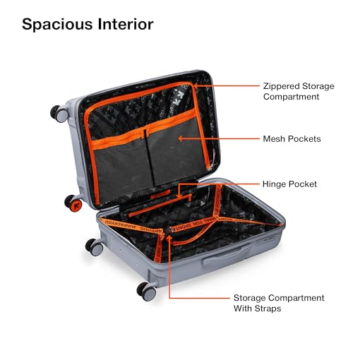 Image of Nasher Miles Krabi Expander Hard-Sided Polypropylene Cabin Luggage 20 inch | 55cm | 8 Wheels Small Trolley Bag for Travel | Suitcase (Grey)