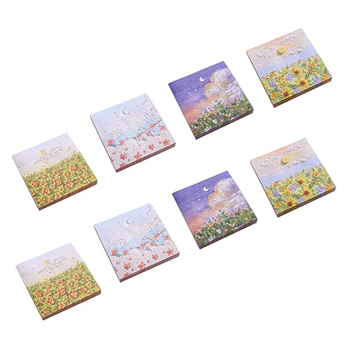 OSALADI 8個油画デザイン便利貼り 冊 学生向け付箋 ノート風景メモ ステッカー式メモパッド 板 机対応 キッズ オフィス用