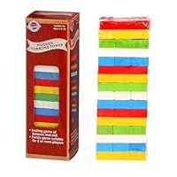 eMKay® Coloured Large Wooden Tumbling Tower Game – 54-Piece Stacking Blocks Game for Kids and Adults – Family Classic Balancing Toy – Multicolour Wooden Tower for Fun, Skill & Strategy