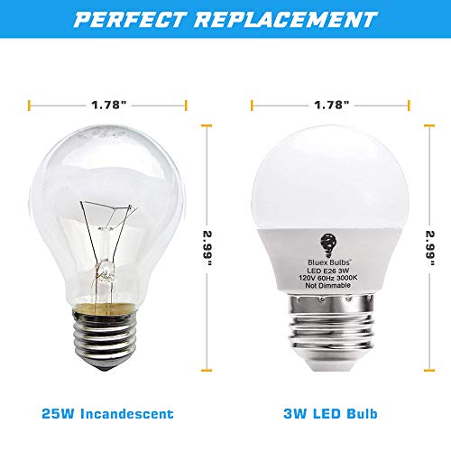 8 Pack Bluex 3W Led Light Bulb G14 3000K Warm White - 25W Equivalent - E26 Base 120V - Small Night Light Bulbs For Bedroom, Ceiling Fan, Table Lamp, Kitchen, Pendant Fixtures, Dinning Room #TOP2