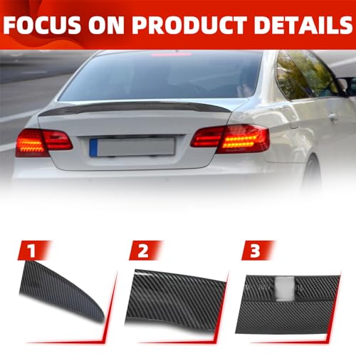 ECOTRIC Carbon Fiber Style Spoiler Wing Compatible with 2007-2013 BMW E92 3 Series Coupe 328i 335i M3 & E92 M3 2 Door Coupe Rear Trunk Lid Spoiler Wing Winglet by ECOTRIC - Image 7