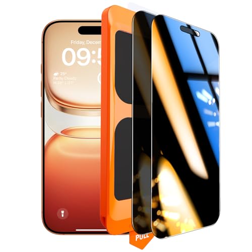 Image of TOCOL Privacy Screen Protector for 17 Pro Max / 16 Pro Max 6.9 inch 9H Hardness Military Grade Shatterproof HD Tempered Glass for 17 ProMax Full Coverage Easy Installation 2 Pack