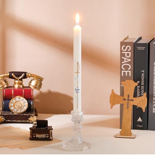 Bougies chrétiennes baptême Conelist cierge conique blanc de 25,4 cm