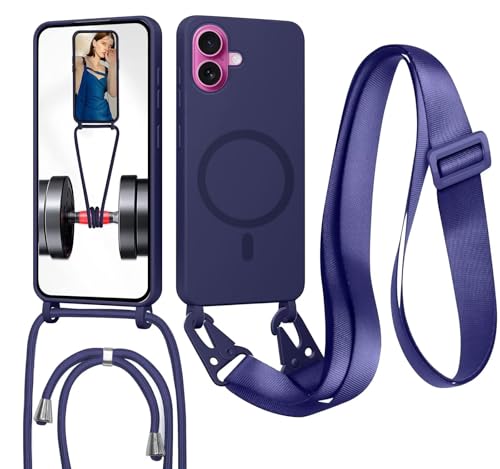 GoodcAcy Coque pour iPhone 17 avec Cordon,(Compatible avec MagSafe) Etui avec Collier - Tour de Cou Lanière en Corde - Silicone Housse avec Réglable Chaine...