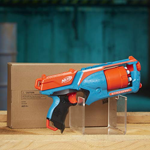 Nerf Elite Strongarm orangefarbener Blaster – Rotationstrommel, Schnellfeuer, 6 Nerf Elite Darts – für Kinder, Teenager, Erwachsene