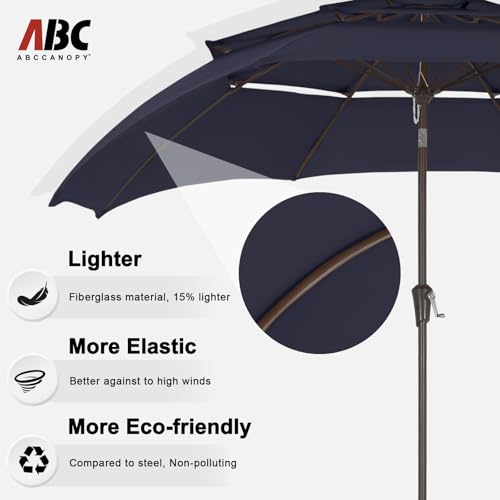 ABCCANOPY 9Ft 3 Tiers Market Umbrella, Outdoor Table Umbrella for Patio, Deck, Backyard (Navy Blue) by ABCCANOPY - Image 3