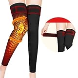 Winter Warm Wormwood Self Heating Knee Brace Long Compression Sleeve for Women Men Thermal Support Cotton Leg Warmer Knee Pads Cold Protector, Heated Massager Knee Wrap for Arthritis Joint Pain Relief (black-L)