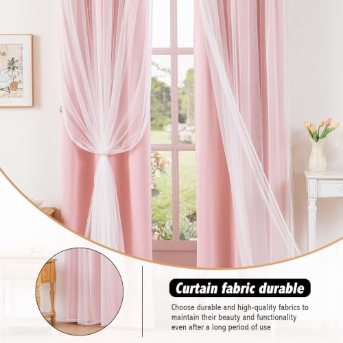 Image of Anytime Double Layer Blackout Curtains 2 Panels,35Wx95L,Blush Pink