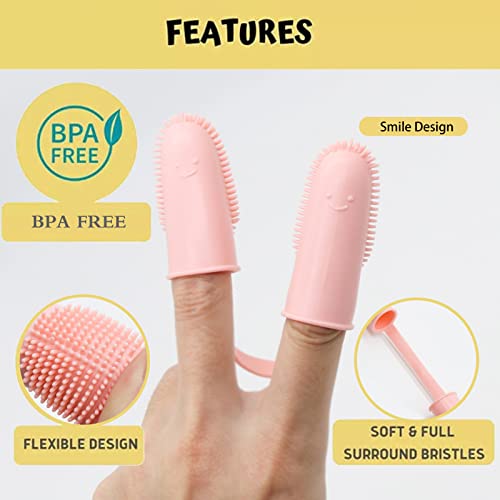 Image of Dog Toothbrush Kit, 6Pack Dog Finger Toothbrush for Dog Teeth Cleaning&Dog Dental Care, Cat Toothbrush Dog Tooth Brush Puppy Toothbrush Pet Toothbrush (Pink (6-Pack))