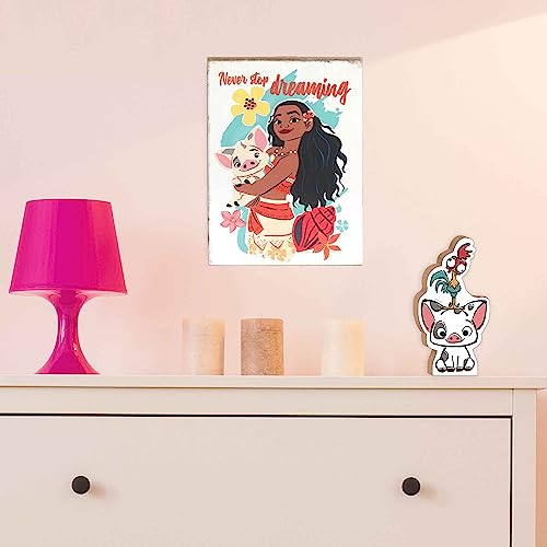 Image of Disney Moana, Pua and Heihei Shelf Sitter Decor | Chunky Wood Block Cutout for Kids' Bedroom, Play Room or Movie Room