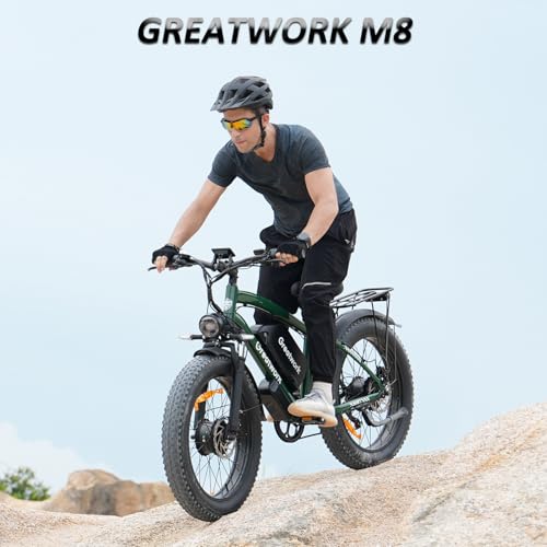 GREATWORK 52V 5000W Peak Dual Motor Electric Bike for Adults, 1300Wh Battery, Up to 45MPH & 100 Miles Range, 26