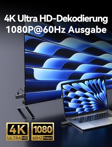 VENTION HDMI Wireless Transmitter and Receiver, 1080P 60Hz, 5G Funkübertragung bis 50m/165FT, Wireless HDMI Funkübertragung für Streaming Video Audio File von, Laptop, PC zu HDTV, Projektor