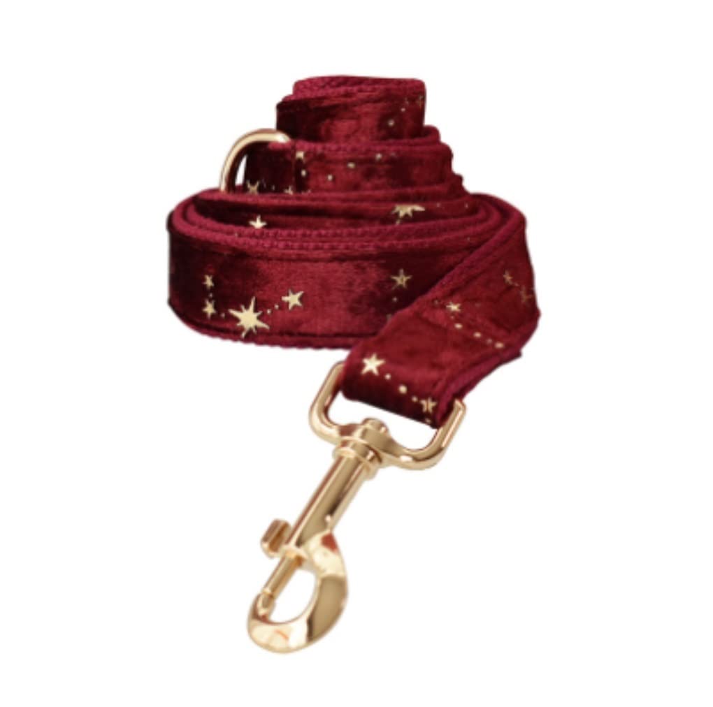Morbido Guinzaglio Per Cani Collare Per Cani Personalizzato Generico E Guinzaglio Per Animali Domestici In Velluto Rosso Natalizio Con Stelle Dorate Antiscivolo Flexi(33-51cm)