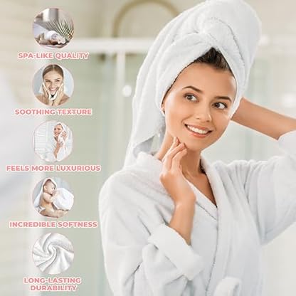 Superior Baumwoll-Handtuch-Set, mittelgroße Handtücher, Plüsch, weich, saugfähig, Badezimmer-Grundlagen, Heimbedarf, Spa, Salon, Hotel, Küche, Luxus, schnell trocknend, Zero Twist Kollektion, 6er-Set, – Bild 5