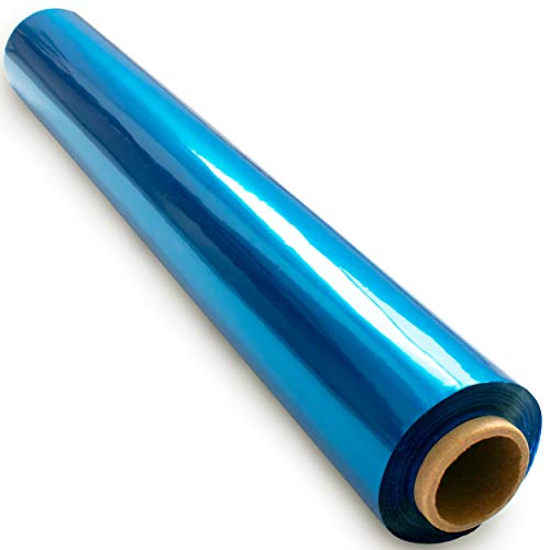 FIESTA WRAPS 200 ft Blue Cellophane Wrap Roll (16 in x 200 ft) - Transparent Colored Wrap for Gift Baskets - Blue Cellophane Paper for Crafts and Wrapping