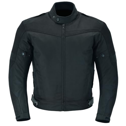 Texpeed Mens Motorcycle Biker Jacket Waterproof Black Textile Cordura With Motorbike CE Armour (EN 1621-1) L