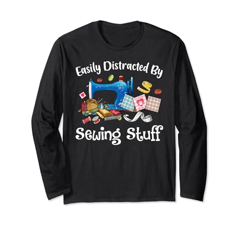 Se distrae fácilmente con cosas de costura divertida Manga Larga