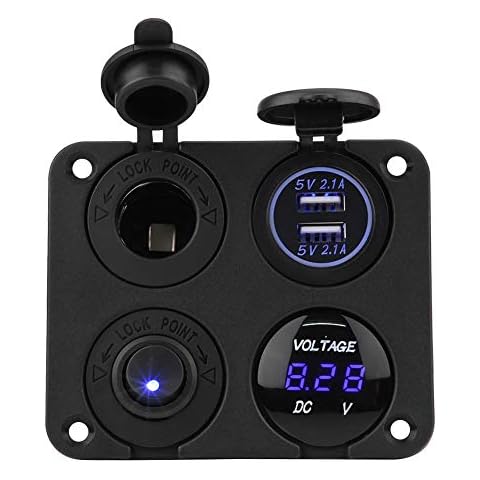 4 Gang EIN/AUS Multifunktionsschaltfeld umschalten USB-Ladegerät Zigarettenanzünder Voltmeter Cover