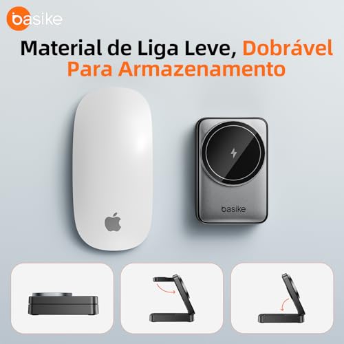 Basike Carregador Sem Fio 3 em 1 Magnético 2025, Estação de Carregamento Portátil com Luz Noturna, D