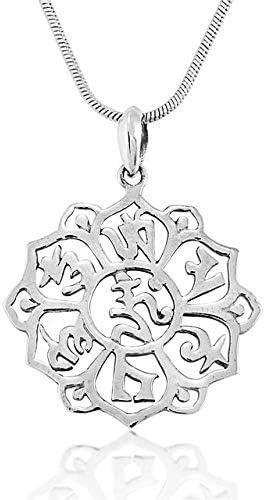 Ganga JewellsOm Mani Human Pandent 925 Sterling Silver Pure Body and Mind Pendant on Alloy Necklace Chain, 18 inch For Always Wear Jewelry