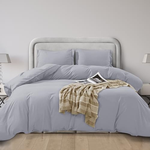 Elegant Comfort Luxury 3-Piece Duvet Cover Set - 1500 Premium Hotel Quality Microfiber Hotel Collection - Comforter Cover with Button Closure and Shams, King/California King, Silver