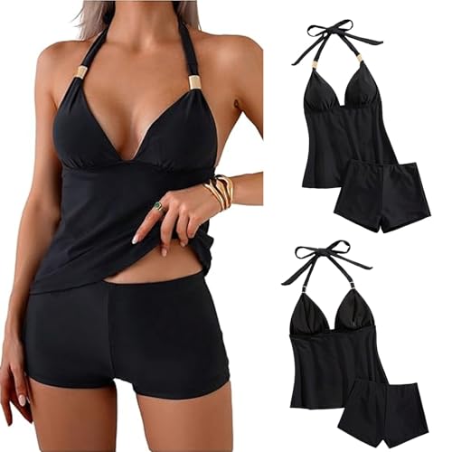 Tankini push up masquant le ventre avec shorty anti-frottement femme