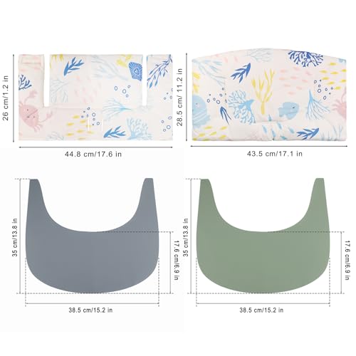 Image of High Chair Cushion, Soft and Comfortable for Tripp Trapp High Chair Cushion, with Two High Chair Placemat, for Tripp Trapp Cushion Set Makes It More Comfortable for Baby (Ocean Animal)