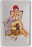 Plaque en tôle motif sexy pin up girl érotique