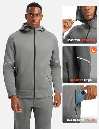 Rdruko Men's Fleece Tracksuit Sweatsuit 2 Pieces Set Hooded Winter Jogging Athletic Track Sweat Suits, Dark Grey, US 3XL — view 5