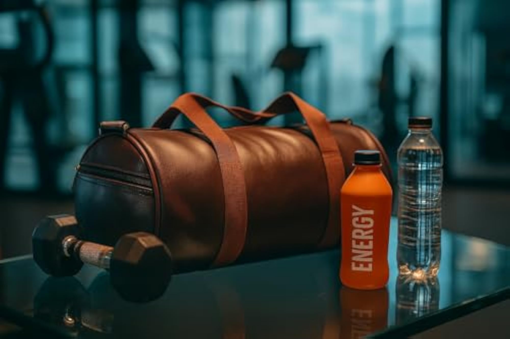 Unisex PU-Leather Gym Bag with Adjustable Strap