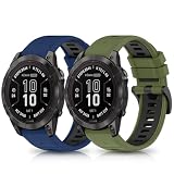 KeeFos 22MM QuickFit Cinturino per Garmin Descent G2/Tactix 8 47mm/Fenix 8 47mm/Fenix 7 Pro Solar/Forerunner 965/Fenix 7,Silicone Morbido Cinturino per Fenix 6/Fenix 6 GPS-Blu+Verde