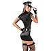 Lile2Liwn Fun Women's Police Costume for Halloween - Realistic Officer Outfit with Hat, Belt, and Handcuffs Adult Cop Uniform Outfit for Parties and Events (Black, XL)