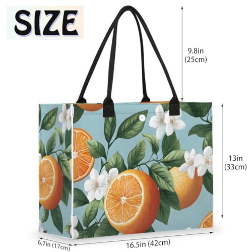 Orange White Flower Tote Bag for Women Large Beach Bag Reusable Tote Bags for Work Travel Beach Shopping2